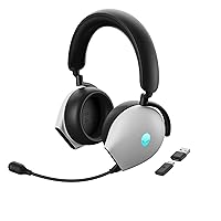 Alienware AW920H Tri-Mode Wireless Gaming Headset - Dolby Atmos Virtual Surround Sound, Active Noise Cancelling, AI-driven Noise-Cancelling microphone, USB-C Wireless Dongle - Lunar Light, Large