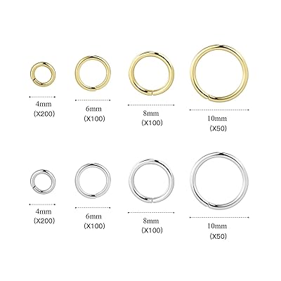 900 PCS Jump Rings for Jewelry Making Gold and Silver Plated Solid Brass  Open Jump Rings Bulk (4 6 8 10mm）