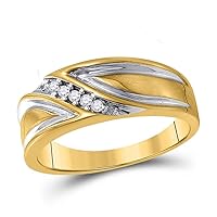 The Diamond Deal10kt Yellow Gold Womens Round Diamond Solitaire Bridal Wedding Engagement Ring 1/2 Cttw