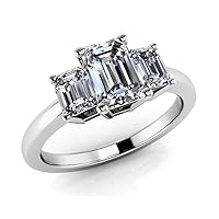 1.20 ct Ladies Emerald Cut 3 Stone Engagement Diamond Ring( Color G Clarity SI1) Platinum