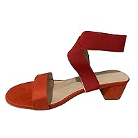 Sandals Women Dressy Summer Ladies Fashion Solid Color Suede Elastic Belt Open Toe Thick Heel Sandals