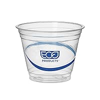 Eco-Products BlueStripe Recycled 9oz Plastic Cups, Case of 1000, Made from 30% Post-Consumer Recycled Plastic Bottles, Recycled PET (rPET) For Cold Drinks & Snacks, Clear For Visibility