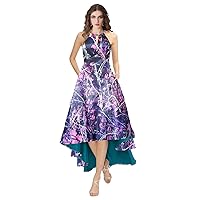 Camouflage High Low Country Wedding Reception Party Dresses Halter Formal Evening Dress