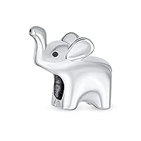 Lucky Zoo Animal Good Luck Trunk Up Circus Elephant Puzzle Bead Charm For Women Teen Polished .925 Sterling Silver Fits European Bracelet