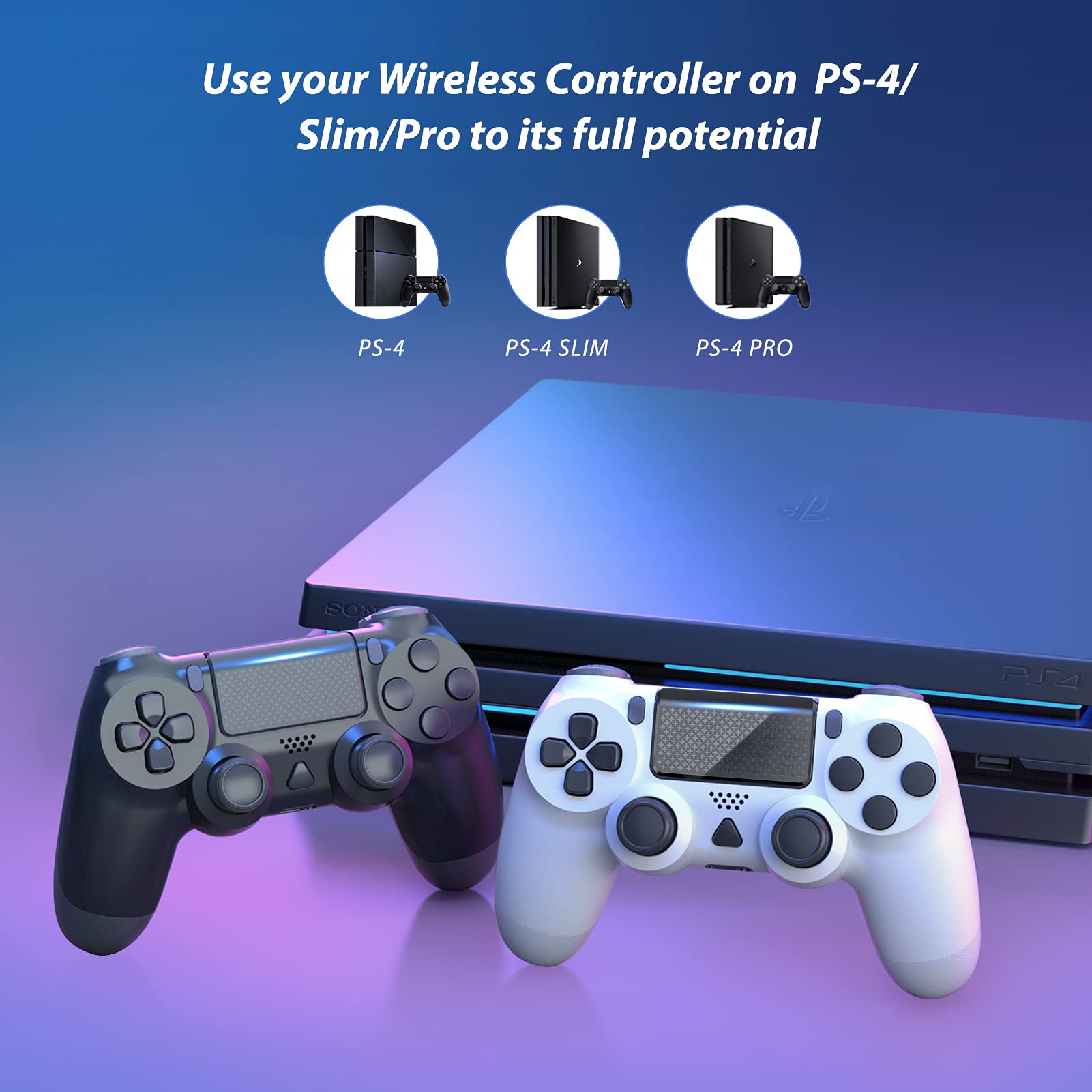 YCCTEAM Wireless Game Controller Compatible with 4 Slim with Enhanced Dual Vibration/Analog Sticks/6-Axis Motion Sensor, Compatible with PC /Windows 7/8/10/11