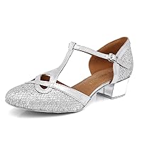 Women's Stylish Closed-Toe Glitter Dance Shoes
