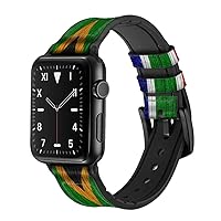 CA0760 South Africa Flag Leather & Silicone Smart Watch Band Strap for Apple Watch iWatch Size 38mm/40mm/41mm