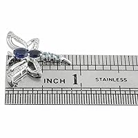 3Ct Sapphire Topaz & Diamond Dragonfly Pendant in 10k White Gold Plated