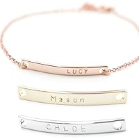 Personalized Gift Name Bar Bracelet 16K A Hand Stamped Plated bridesmaid Wedding Graduation Birthday Anniversary Best Graduation Day gift