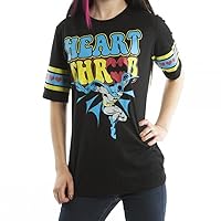 Dc Comics Batman Heart Throb Juniors Black Hockey Tee (Small)