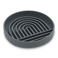The Slowdown Bowl - Silicone Slow Feeder for Dogs & Puppies, Slow Eating, Modern Lick Mat Design, Reduces Gulping, Dishwasher Fit, for All Breed, Mealtime Challenge, Medium-Charcoal