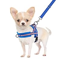 SlowTon No Pull Small Dog Harness and Leash Set, Puppy Soft Vest Harness Neck & Chest Adjustable, Reflective Lightweight Harness & Anti-Twist Pet Lead Combo for Small Medium Dogs (DB-Front Clip, XS)