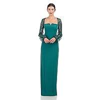 JS Collections Women's Kim Gown with Sequin Sleeve