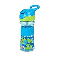 Nuby Thirsty Kids No Spill Flip-It Reflex Travel Cup with Soft Silicone Spout, 12 Oz, Aqua Camo