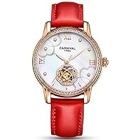Women's Automatic Mechanical Diamond Skeleton Watches Calfskin Leather Strap Waterproof Watches for Women -376
