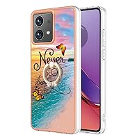 Compatible with Motorola Moto G84 Case, TPU IMD Personalized Butterfly Gilded Border Slim Phone Case Scratch-Proof Shockproof Back Protective Cover with Ring Holder