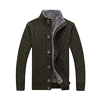 Men Casual Knitwear Sweaters Winter Warm Thick Velvet Sweatercoat Single-Breasted Cardigan