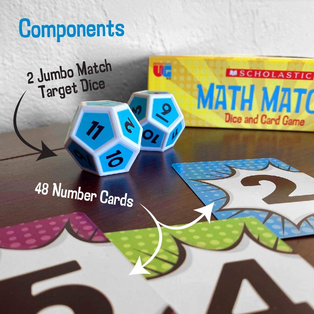 University Games Scholastic, Math Match Dice and Card Game, The Ultimate Mental Math Match for Kids Ages 5 to 12 and 1 to 4 Players from (00707)