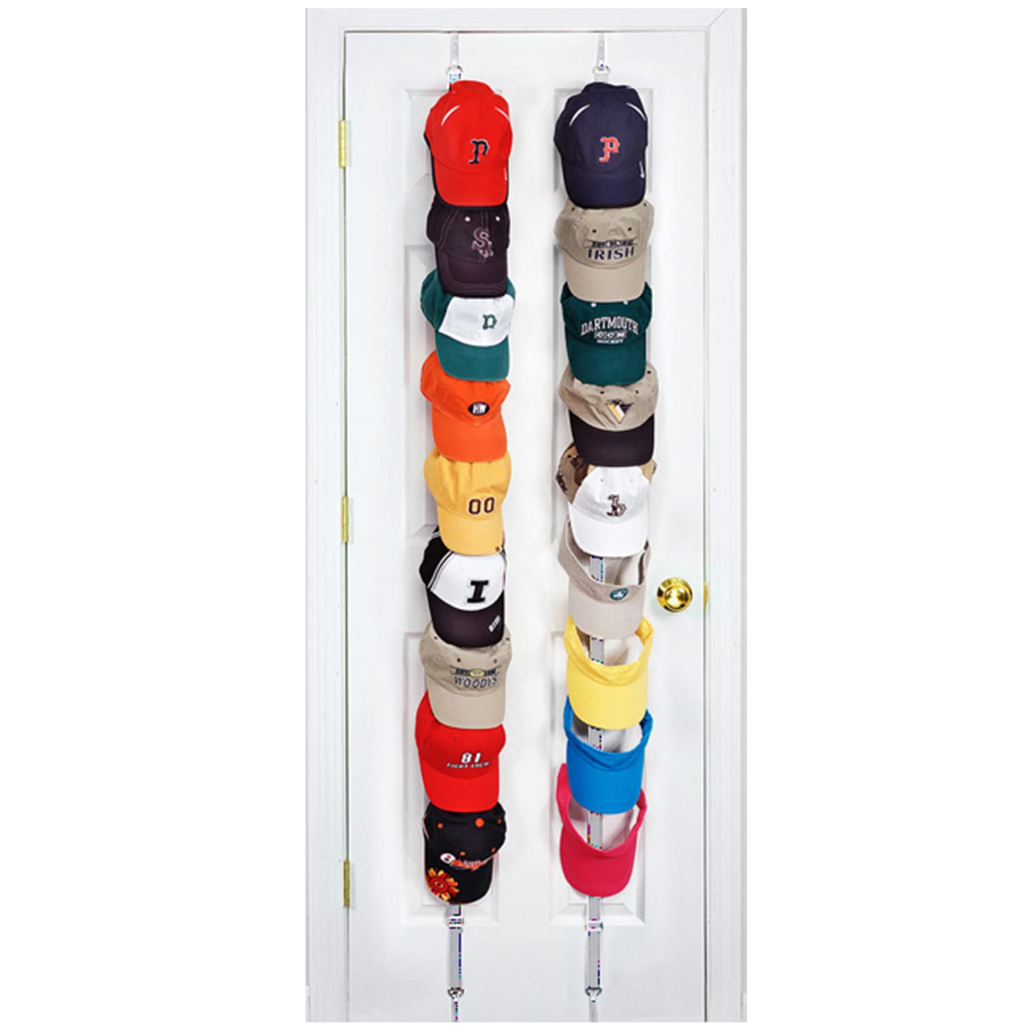 Perfect Curve CapRack18 Over-The-Door Hat Rack and Organizer |Baseball Cap Rack |Hat Rack Stand |Over The Door Hat Rack |Hat Rack for Door |Hat Rack for Closet |Two Straps |Holds Up to 18 Caps |Black