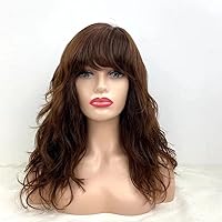 Hair 13x4 Glueless Body Wavy Dark Brown Color Human Hair Wigs HD Transparent Lace Front Wig Pre Plucked With Bangs Brazilian Remy Hair Wigs Natural Hairline 180% Density 22inch