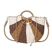 YIGEBAG Weaving Crossbody Bag Color Matching Summer Straw Woven Messenger Bag Fashion Simple Casual for Seaside Holiday