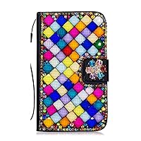 Crystal Wallet Case Compatible Samsung Galaxy A12 Black&Colorful - 3D Glitter Bling Leather Cover Screen Protector Samsung Galaxy A12 6.5-inch 2020 (Samsung Galaxy A12 2020)
