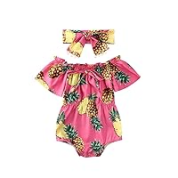 Kuriozud Newborn Infant Baby Girl Off Shoulder Ruffle Romper Bodysuit One Piece Jumpsuit Clothes