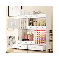 Makeup Box Makeup Organizer Cosmetic Storage Organizer,Cosmetic Display Box Case with Drawers and Cover Cosmetics Lipstick Jewelry Cosmetic Bags (Color : White)