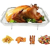 Air Fryer Basket For Oven, Stainless Steel Crisper Basket, Non-stick Mesh Basket, 14.88 x 10.23 inch Large Grill Basket, Air Fryer Rack Roasting Basket for French Fry, Bacon and Chicken