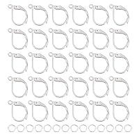 UNICRAFTALE 40pcs Round Leverback Earring Hooks 15x10mm Stainless Steel French Earring Hooks and 60pcs Open Jump Rings Hypoallergenic Ear Wire for DIY Earring Jewelry Making Findings