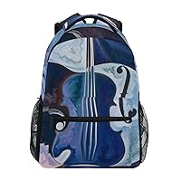 ALAZA Violin Music Note Musical Backpack Purse with Multiple Pockets Name Card Personalized Travel Laptop School Book Bag, Size M/16.9 inch