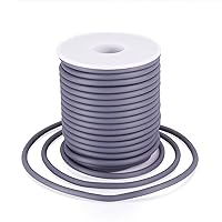 Pandahall 16.4 Yards 4mm Hollow Pipe Rubber Tubing Jewelry Cord with 2mm Hole PVC Tubular Synthetic Tube Thread for Bracelet Necklace Making Gray