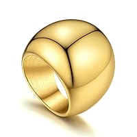 GOLDCHIC JEWELRY Chunky Dome Ring for Women, Stainless Steel Bold Stacking Croissant Statement Ring For Men (Size 7-12, Custom)