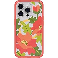 OtterBox iPhone 14 Pro Symmetry Series Clear Case - Quilted Poppies (Red), Snaps to MagSafe, Ultra-Sleek, Raised Edges Protect Camera & Screen