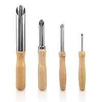 4 Pack Stainless Steel Circular Clay Hole Cutters, Wooden Handle Clay Tools for Drilling and Sculpture, Pottery Tools and Supplies