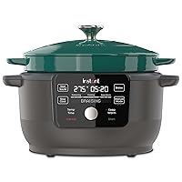 Instant Electric Round Dutch Oven, 6-Quart 1500W, From the Makers of Instant Pot, 5-in-1: Braise, Slow Cook, Sear/Sauté, Cooking Pan, Food Warmer, Enameled Cast Iron, Included Recipe Book, Green
