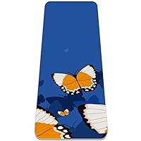 Butterfly Blue Extra Thick Yoga Mat - Eco Friendly Non-Slip Exercise & Fitness Mat Workout Mat for All Type of Yoga, Pilates and Floor Exercises 72x24in