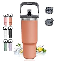 INDARUN 30 oz Tumbler with Handle and Straw, Insulated Tumbler Cups Travel Mug, Water Bottle Stainless Steel, Cup with Lid Keep Hot for 12H or Cold for 24H