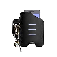 VIPERADE PJ20 Cell Phone Holsters, Universal Leather Phone Holster with Key Holder, Phone Pouch, Leather Belt Phone Holster for Men (Black)