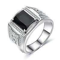 Luxury Black Onyx Dazzling Cubic Zirconia Cool Men Ring Turkish Handmade Stone Jewelry