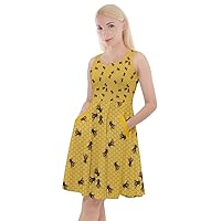 CowCow Womens Honeycombs Casual Knee Length Skater Dress with Pockets - 5XL