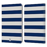 Head Case Designs Blue and White Stripes Collection Leather Book Wallet Case Cover Compatible with Kindle Paperwhite 1/2 / 3