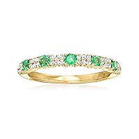 Ross-Simons 0.40 ct. t.w. Emerald and .20 ct. t.w. Diamond Ring in 18kt Yellow Gold. Size 7