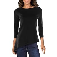 Anne Klein Womens Ribbed Asymmetric Pullover Sweater Black XS