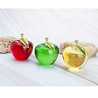 H&D Crystal Apple Art Craft Paperweight, Glass Apple Figurine Collectible Ornament Decor (Apple-Set of 3)