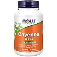 NOW Supplements, Cayenne (Capsicum annuum) 500 mg, Herbal Support, for Digestive Health, 250 Veg Capsules