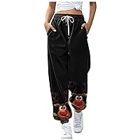 Womens Hip Hop Pants Casual Solid Color Track Cuff Lace Up Workout Pants with Pocket Womens Casual Pants