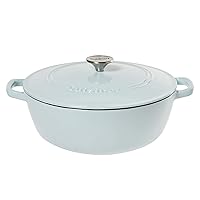 Cuisinart Round Cast Iron Casserole, Light Blue, 5.5 Quart