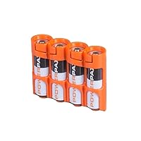 by Powerpax SlimLine AA Battery Storage Container - Holds 4 Batteries, Orange (Pack of 1)