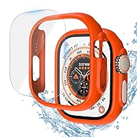 Glass+Matte Watch Cover for Apple Watch Ultra 49mm Screen Protector Hard PC Protective Case Bumper for iwatch 8 Ultra Case (Color : Orange, Size : Ultra 49MM)